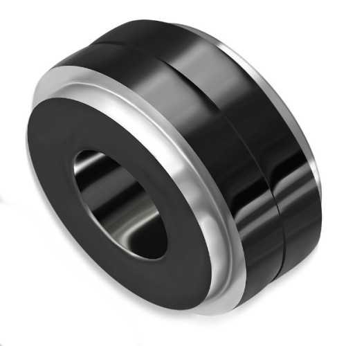 Colgante giratorio de tuerca giratoria para hombre de acero bicolor plata y negro