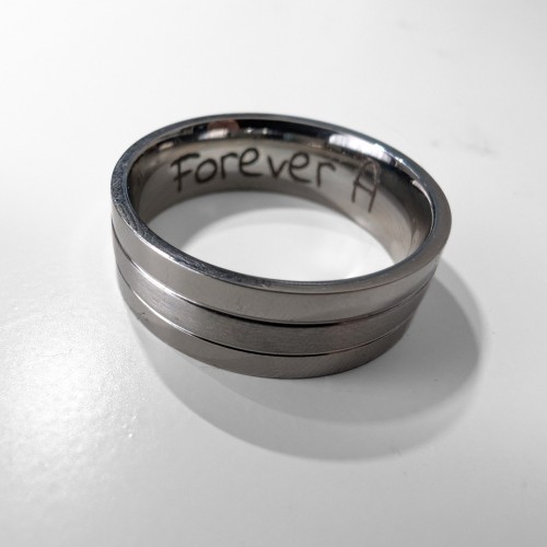 Bague Alliance Fiançailles Mariage Homme Femme Acier Deux Rainures