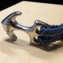 Bracciale in pelle blu Ancoraggio marino chiusura - un braccialetto da uomo alla moda