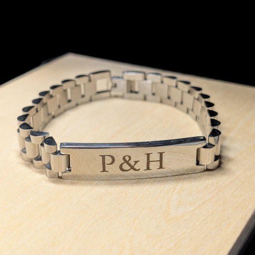 Men's Gourmet Bracelet Steel Graver Plate Style Male Watch 21cm to Customize