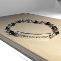 Braccialetto da uomo in argento bicolore e in acciaio inox nero con piastra personalizzabile