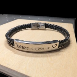 Pulsera de los hombres Cierre de cuero Placa de acero para grabador personalizable 2