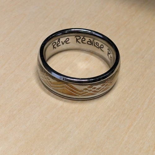 Anillo anillo Alianza de bodas Masculino Acero inoxidable de acero personalizado de madera con grabado interior