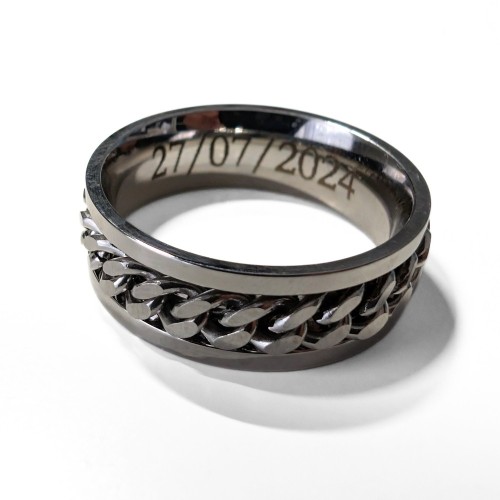 Anello con anello di fidanzamento a catena Alleanza uomo donna acciaio