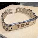 Pulsera gourmet de hombre Placa de acero Estilo de grabación Malla de Malla 21 cm Burn