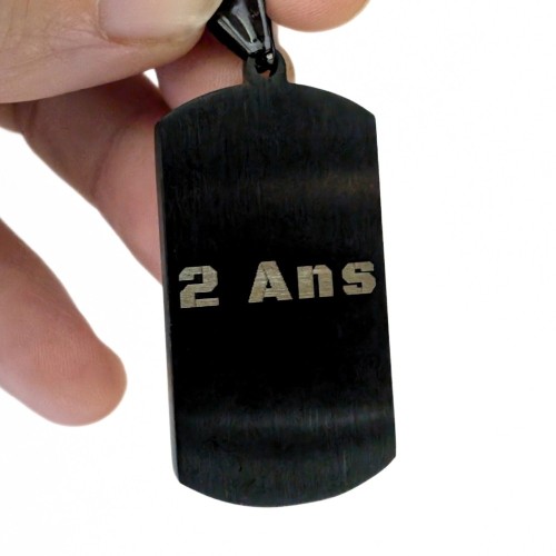 Collier Pendentif Plaque Militaire Homme Acier Inoxydable Noir Bande Croisillons Chaine Incluse Personnalisé