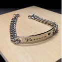 Correa de malla cubana de los hombres con placa personalizable con grabado