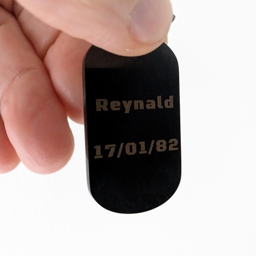 Collier avec plaque d'identité en acier noir : pendentif à graver