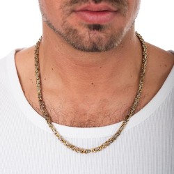 Men's Chain Stainless Steel Gold Plated Byzantine Bling Rapper 2