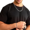 Hombres Pulsera de aire y cadena de acero Figaro Acero inoxidable Ancho de plata 7mm