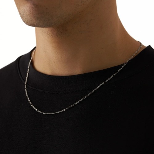 Collana a catena Mesh Figaro in acciaio inox argento Man 2mm