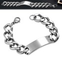 Bracelet gourmette cubaine homme acier plaque à graver XXL 15mm 21cm