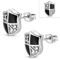 PAIRE BOUCLES D'OREILLES POUR HOMME ADO TIGE FERMOIR ACIER RONDE ZIRCON DIAMS SWAROVSKI BLANC 5mm NEUF