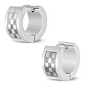 Paar Herren Ohrringe Steel Band Grid Graviertes Gitter