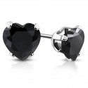 Coppia di orecchini Femmina Bambino Acciaio Zircone Black Heart 3mm