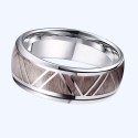 Anillo de la alianza de la boda de los hombres de acero inoxidable y madera de nuez