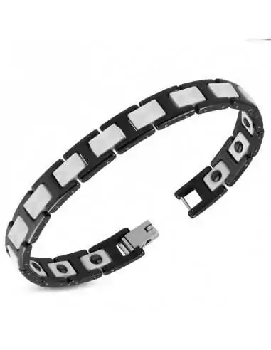Herren-Magnetarmband aus weißer und schwarzer Keramik, 19 cm, 10 mm
