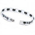 Bracciale da donna in ceramica bianca e nera magnetico 18cm 8mm