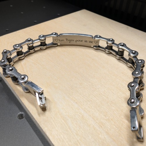 Bracelet Gourmette Homme Acier Chaine de Moto Pour Biker Plaque Gravée