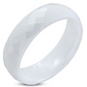 Bague alliance de mariage femme pur céramique blanche facettes luxe