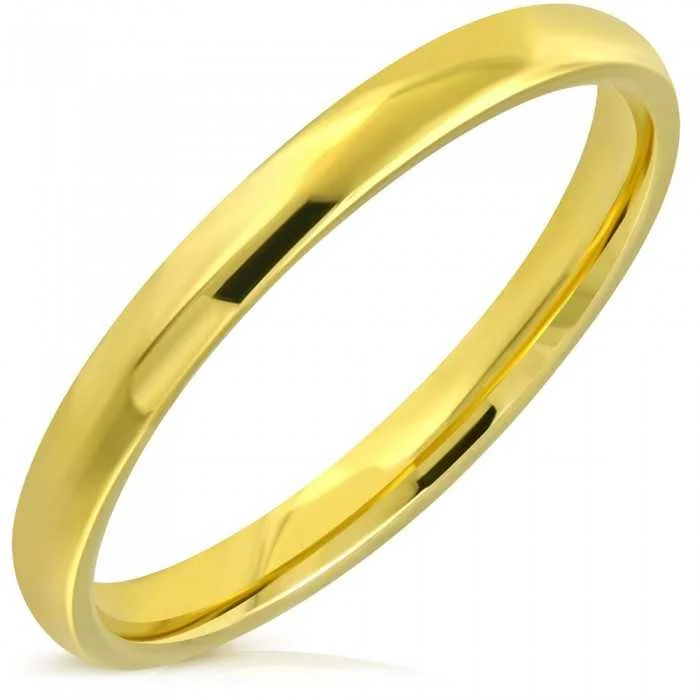 Bague Alliance Acier Plaqué Or 6mm - Homme Ou Femme - Style Mariage Ou Fiançailles