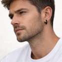 Men's Triangular Créoles Earrings Black Stainless Steel - Minimalist Style