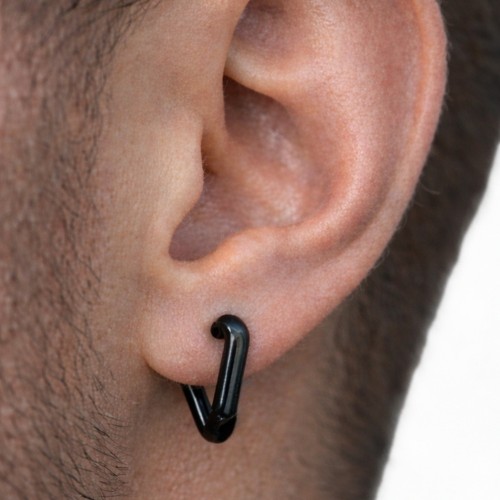 Triangolo da uomo Orecchini a créoles nero in acciaio inox nero - stile minimalista