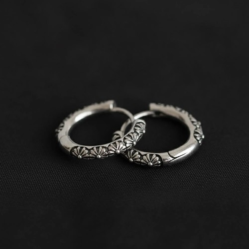 Men's creole earrings for man stainless steel fleur de lilies