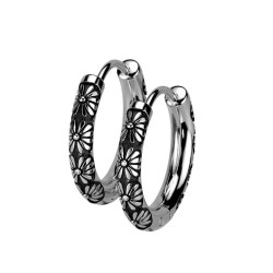 Men's creole earrings stainless steel lily flower