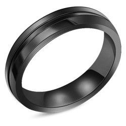 Anello uomo in acciaio inox Gloove Band centrale Band Black Color - Anello personalizzabile
