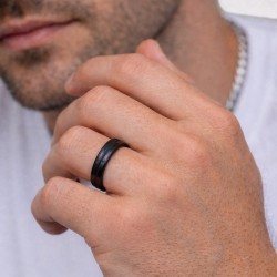 Mannring Edelstahlnut Zentralband Schwarz Farbe - Anpassbare Ring 2