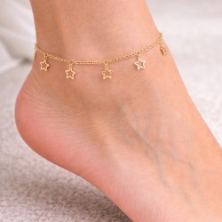 Openwork Knöchelkette Frau Edelstahl Gold mit feinem Gold - einstellbar 2