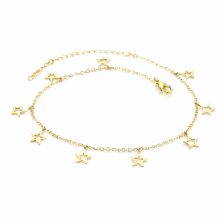 Openwork Knöchelkette Frau Edelstahl Gold mit feinem Gold - einstellbar