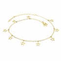 Openwork Ankle Chain Woman Stainless Steel Gold with Fine Gold - Adjustable