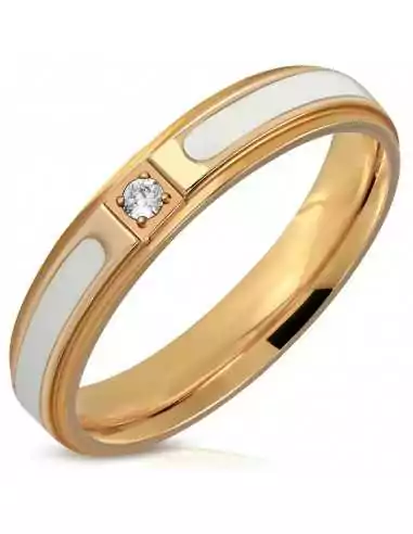 Anillo de compromiso de mujer anillo acero cobreado engaste 4mm