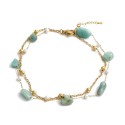 Doppelreihe Gold-Edelstahl- und Natursteine Amazonite - einstellbar
