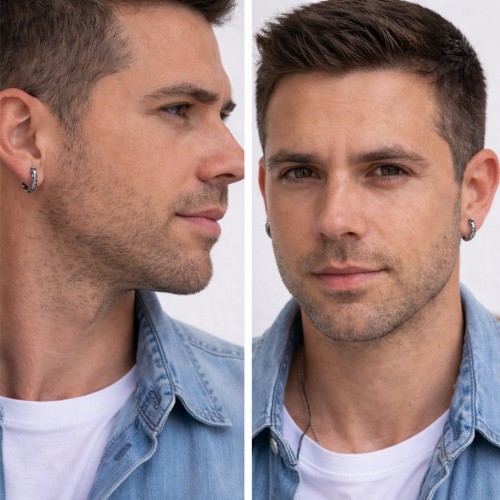 Pendientes criollos de hombres para hombre de acero inoxidable Fleur de lirios