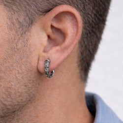 Men's creole earrings stainless steel lily flower 2