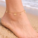 Butterfly Ankle Chain Female Stainless Steel Gold - Adjustable
