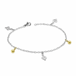 Cadena de tobillo de esposa de acero inoxidable con tazones de oro y llave de suelo