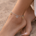 Chaîne de Cheville Réglable Femme en Acier Inoxydable Doré – Pampilles Cœur