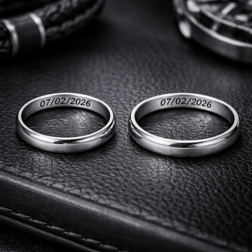 Matrimonio Alleanza uomo uomo in acciaio inox 4mm laser inciso
