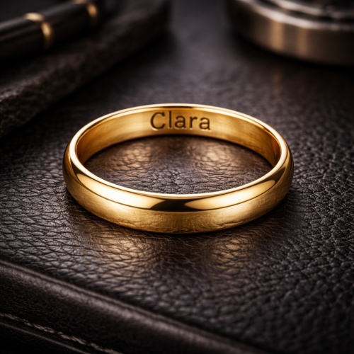 Ring Ring Alliance Hochzeit Mann Frau Gold Gold Gold Feine 4mm personalisiert