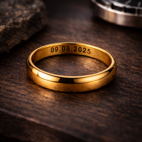 Ring ring wedding ring man woman gold gold gold 4mm engraved