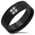 Anillo pareja anillo compromiso mujer hombre acero chapado en negro zirconias