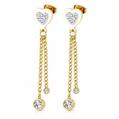 Gold Earrings Heart Paved Zircons Woman – Gold Steel