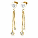 Boucles d’Oreilles Dorées Cœur Pavé Zircons Femme – Acier Or Fin