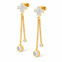 Women's Earrings in Gold Gold Gold Gold Cross Double Chains Zircons