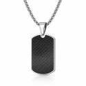 Men's Military Plate Carbon & Stainless Steel With Chain - Dog Tag Customizable