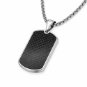 Men's Plate Carbon and Stainless Steel Pendant - DOG Customizable American Tag